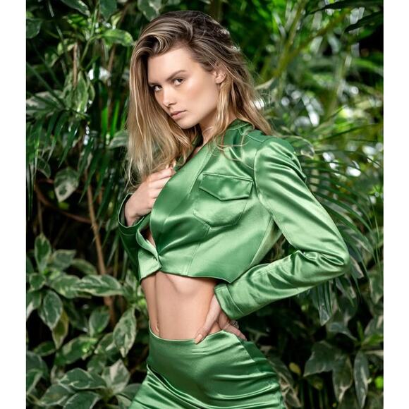 Cinq à Sept Ida Satin Crop Jacket - Picture 3 of 6